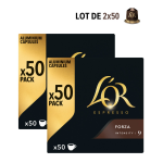 Capsules de caf espresso forza n9 compatibles nespresso l'or espresso - les 2 boites de 50 capsules ...