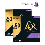 Capsules de café espresso lungo profondo n°8 compatibles nespresso l'or espresso - les 2 boites de 50 ... Capsules de café espresso lungo profondo n°8 compatibles nespresso l'or espresso - les 2 boites de 50 ...