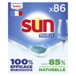 Tablettes lave - vaisselle tout en 1 regular ecolabel sun - la boite de 86 capsules