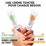 Cc crme anti - rougeurs teinte universelle cc magic l'oreal paris - le flacon de 30ml