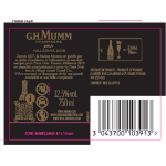 Champagne brut millesimé cordon rouge g. h mumm - la bouteille de 75cl Champagne brut millesimé cordon rouge g. h mumm - la bouteille de 75cl