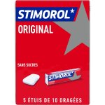 Chewing - gum menthe - rglisse sans sucres stimorol - les 5 tuis de 10 drages - 70 g