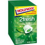 Chewing - gum 2 fresh menthe verte sans sucres hollywood - les 3 botes de 10 drages - 66g