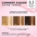 Coloration 9. 3 blond tr�s clair dor� triple soin couvre 100% cheveux blancs excellence cr�me l'oreal ...