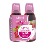 Compl�ment alimentaire draineur minceur saveur framboise milical - le lot de 2 flacons de 500ml