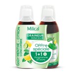 Compl�ment alimentaire draineur ultra menthe citron et concombre milical - le lot de 2 flacons de 500ml ...