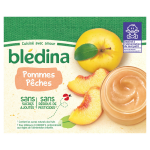 Compote bébé dès 4 - 6 mois pommes pêches bledina - les 4 pots de 130g Compote bébé dès 4 - 6 mois pommes pêches bledina - les 4 pots de 130g