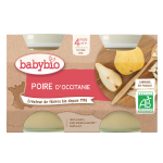 Compotes bb ds 4 mois poire de provence sans sucres ajouts bio babybio - les 2 pots de 130g