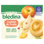 Compote bébé dès 6 mois cocktail de fruits bledina - les 4 pots de 130g Compote bébé dès 6 mois cocktail de fruits bledina - les 4 pots de 130g