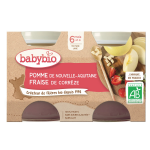 Compotes bb ds 6 mois pomme fraise sans sucres ajouts bio babybio - les 2 pots de 130g