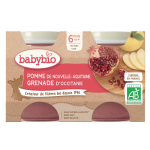 Compotes bébé dès 6 mois pomme grenade sans sucres ajoutés bio babybio - les 2 pots de 130g Compotes bébé dès 6 mois pomme grenade sans sucres ajoutés bio babybio - les 2 pots de 130g