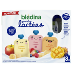 Compote bb assortiment de fruits lactes ds 10 mois bledina - les 8 gourdes de 85g