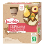 Compotes bb  boire ds 6 mois pomme poire pche sans sucres ajouts bio babybio - les 4 gourdes de ...