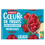 Compote cerise avec morceaux sans sucres ajouts c?ur de fruits andros - les 4 pots de 97g