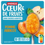 Compote pomme abricot sans sucres ajouts c?ur de fruits andros - les 4 pots de 100g