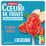 Compote pomme fraise sans sucres ajouts c?ur de fruits andros - les 4 pots de 100g