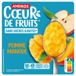 Compote pomme mangue sans sucres ajouts c?ur de fruits andros - les 4 pots de 100g