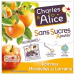 Compote pomme mirabelle sans sucres ajout�s charles & alice - les 4 pots de 97g