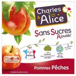 Compote pomme p�che sans sucres ajout�s charles & alice - les 4 pots de 100g