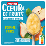 Compote pomme poire sans sucres ajouts c?ur de fruits andros - les 4 pots de 100g