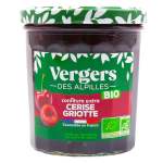 Confiture cerise griotte bio vergers des alpilles - le pot de 370g