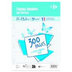 Copies doubles perfores 21 cm x 29, 7 cm - 300 feuilles - petits carreaux carrefour - le lot de 300 ...