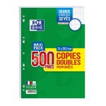 Copies doubles perfores 21 cm x 29, 7 cm - 500 feuilles - grands carreaux oxford - le lot de 500 copies ...