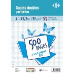 Copies doubles perfores 21 cm x 29, 7 cm - 500 feuilles - petits carreaux carrefour - le lot de 500 ...
