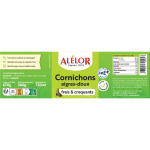Cornichons aigre - doux alelor - le pot de 360g