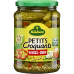 Cornichons petits croquants aigres - doux kuhne - le pot de 375g