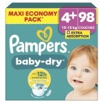 Couches bbs baby - dry 10 - 15kg taille 4 + pampers - le paquet de 98 couches