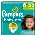 Couches bb taille 6 + 14 - 19kg baby - dry pampers - le pack de 32 couches