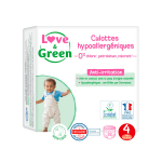 Couches - culottes taille 4 8 - 15kg hypoallergnique love & green - le pack de 32 couches culottes