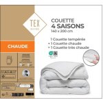 Couette blanche 4 saisons en microfibre 140x200cm tex home - la couette
