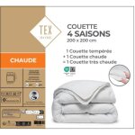 Couette blanche 4 saisons en microfibre 200x200cm tex home - la couette Couette blanche 4 saisons en microfibre 200x200cm tex home - la couette