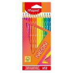 Crayons de couleur en bois - certification fsc - collection neon maped - le lot de 12 Crayons de couleur en bois - certification fsc - collection neon maped - le lot de 12