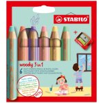 Crayon de couleur woody 3 en 1 pastel avec taille crayon stabilo - le lot de 6 crayons de couleur Crayon de couleur woody 3 en 1 pastel avec taille crayon stabilo - le lot de 6 crayons de couleur