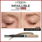 Crayon  sourcils teinte light blonde (8. 0) avec brosse infaillible 24h l'oreal paris - le crayon