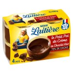 Cr�me dessert chocolat noir la laitiere - les 4 pots de 100g
