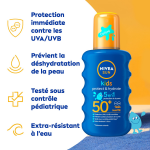 Crème solaire spray enfant corps spf 50 + hydratant résistant a l'eau sun nivea - le spray de 200ml Crème solaire spray enfant corps spf 50 + hydratant résistant a l'eau sun nivea - le spray de 200ml