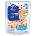 Crevettes nature d�cortiqu�es cuites l'assiette bleue - le sachet de 100g