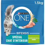 Croquettes pour chat adulte d'intrieur dinde bifensis purina one - le sac d'1, 5kg