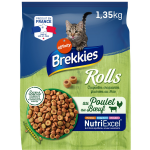 Croquettes pour chat adulte poulet boeuf foie brekkies - le sac d'1, 35kg