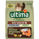 Croquettes pour chat adulte strilis sans crales saumon ultima nature - le sac d'1, 1kg