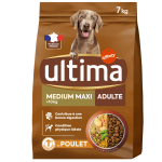 Croquettes pour chien adulte medium maxi + 10kg digestion facile poulet ultima - le sac de 7kg Croquettes pour chien adulte medium maxi + 10kg digestion facile poulet ultima - le sac de 7kg