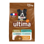 Croquettes pour chien adulte medium maxi + 10kg light digestion facile poulet ultima - le sac de 7, 5kg ... Croquettes pour chien adulte medium maxi + 10kg light digestion facile poulet ultima - le sac de 7, 5kg ...