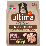 Croquettes pour chien adulte medium maxi + 10kg sans crales dinde ultima - le sac de 2, 7kg