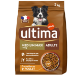 Croquettes pour chien adulte medium maxi + 10kg digestion facile poulet ultima - le sac de 2kg