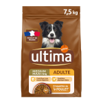 Croquettes pour chien adulte medium maxi + 10kg digestion facile poulet ultima - le sac de 7, 5kg Croquettes pour chien adulte medium maxi + 10kg digestion facile poulet ultima - le sac de 7, 5kg