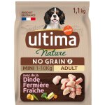 Croquettes pour chien adulte petit <10kg sans crales dinde ultima - le sac de 1, 1kg